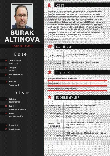 Çevre Mühendisi CV Örnekleri cv indir